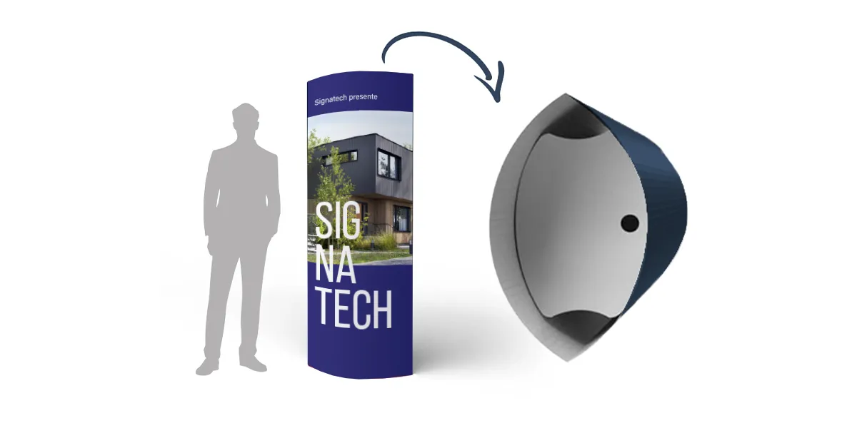 Impression de totem carton elliptique personnalisé pour magasin