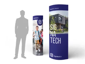Impression de totem carton elliptique personnalisé pour magasin
