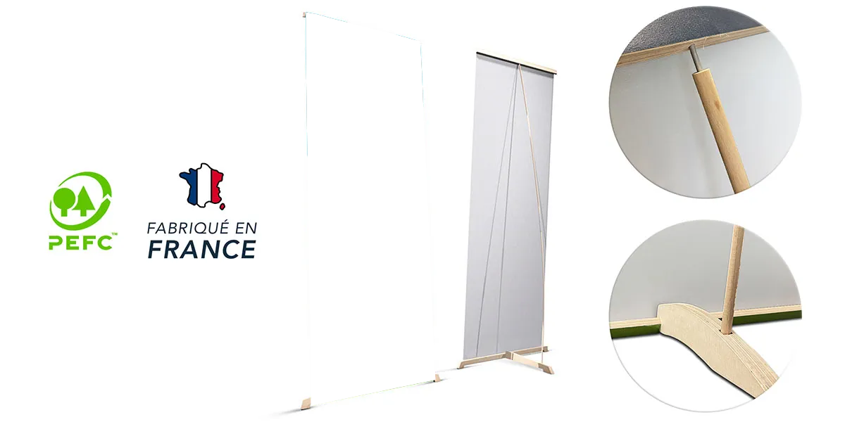 Kakemono personnalisé totem en bois - France - Ecologique Eco Responsable