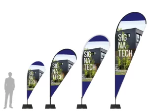 Impression drapeau publicitaire forme goutte