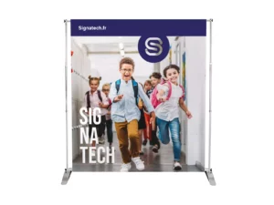 Impression photocall autoportant personnalisé pour salon et fonds de scène